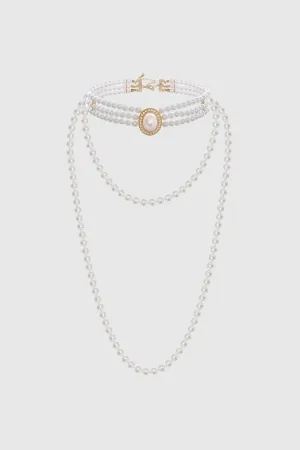 Gorgeous Pearl Choker Necklace Set