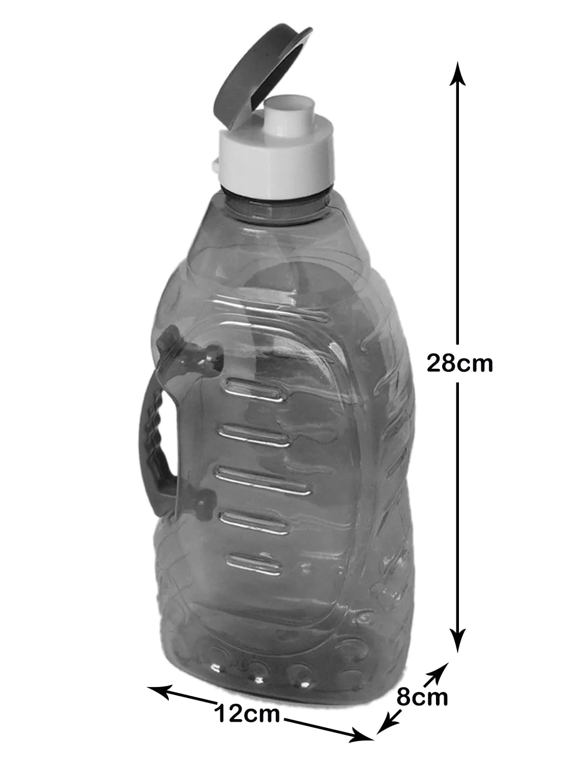 Heart Home Tranasparent Foodgrade Leakproof Plastic Water Bottle/Jug/Container with Handle, 1500ml- Pack of 2 (Black)-50HH01874