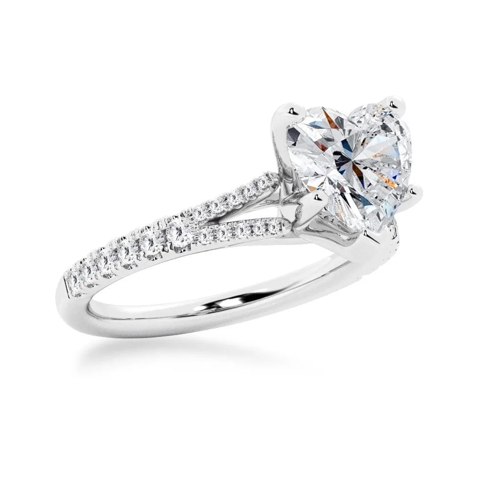 Heart Shaped Split-Shank Engagement Ring