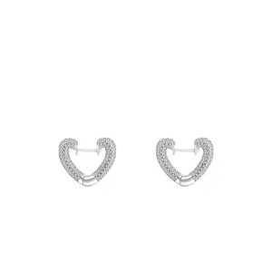 Heart Shaped Zircon-Studded Sterling Silver Earrings by Planderful Collection