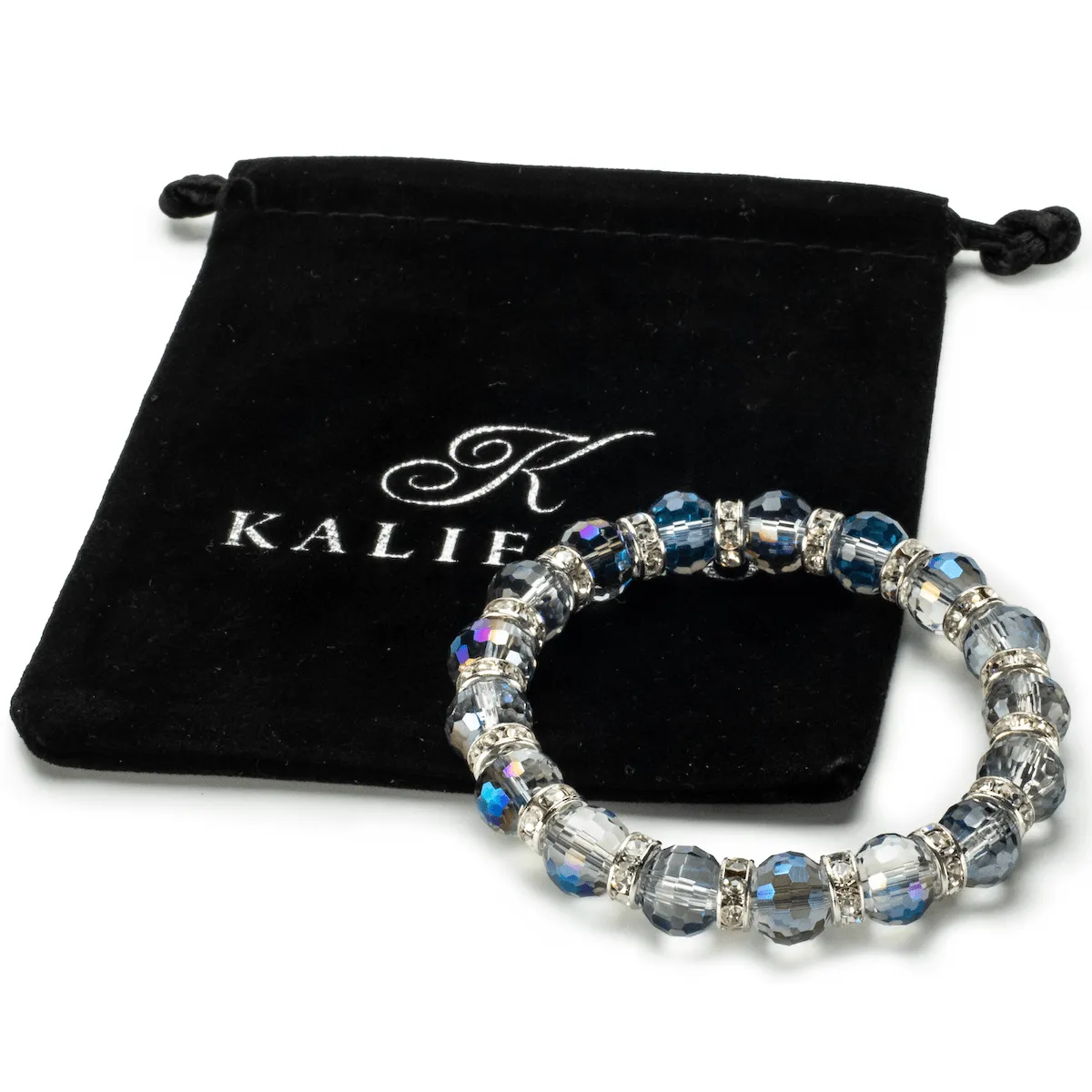 Indian Sapphire Gorgeous Glass Bracelet with Cubic Zirconia Crystals