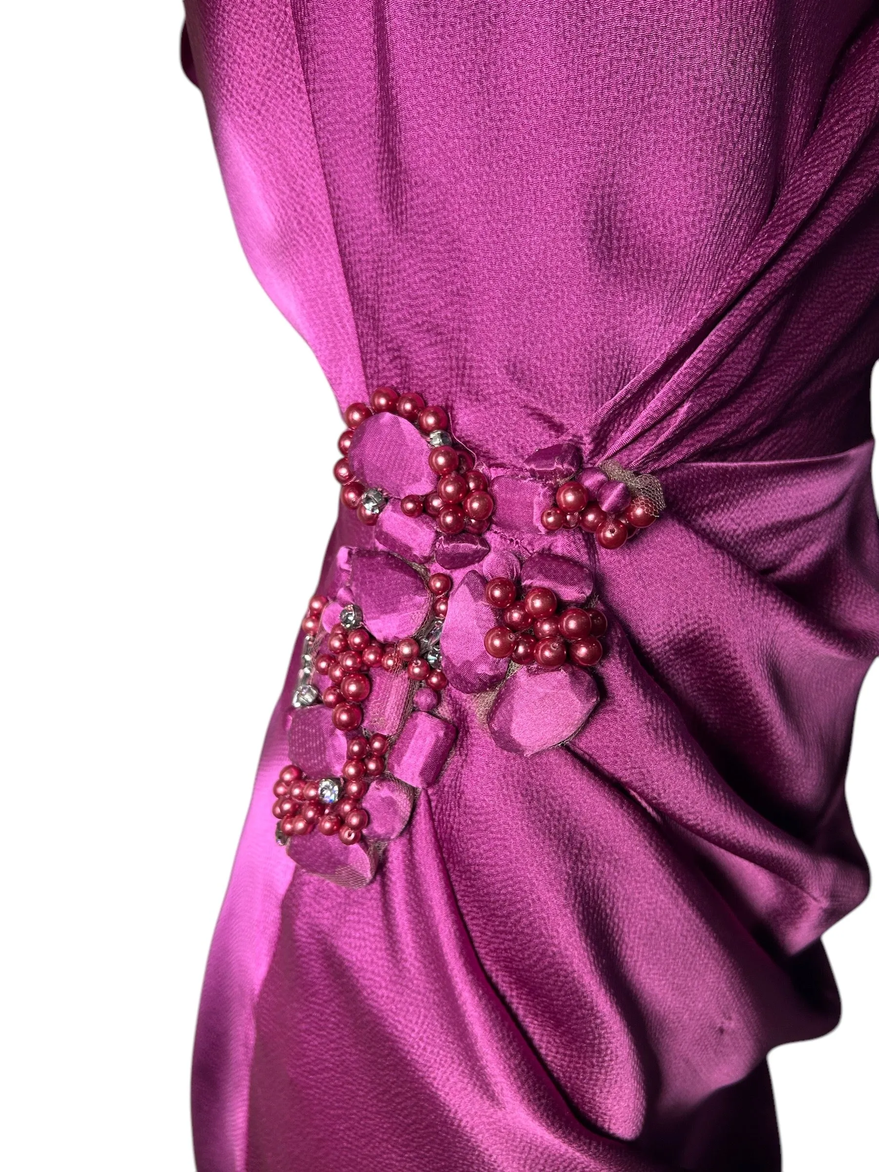 J. Mendel Magenta Bias-Cut 30s Style Silk Gown