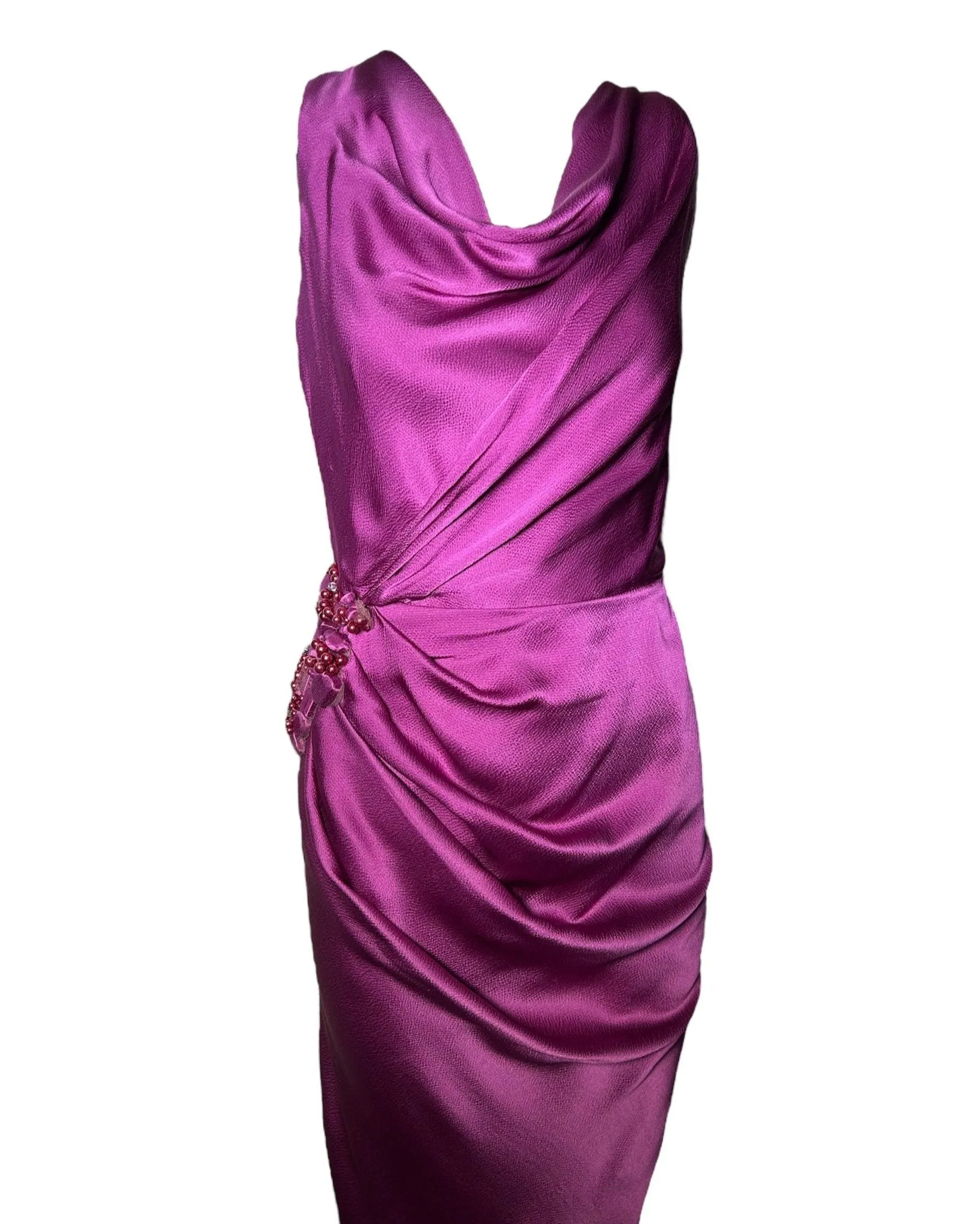 J. Mendel Magenta Bias-Cut 30s Style Silk Gown