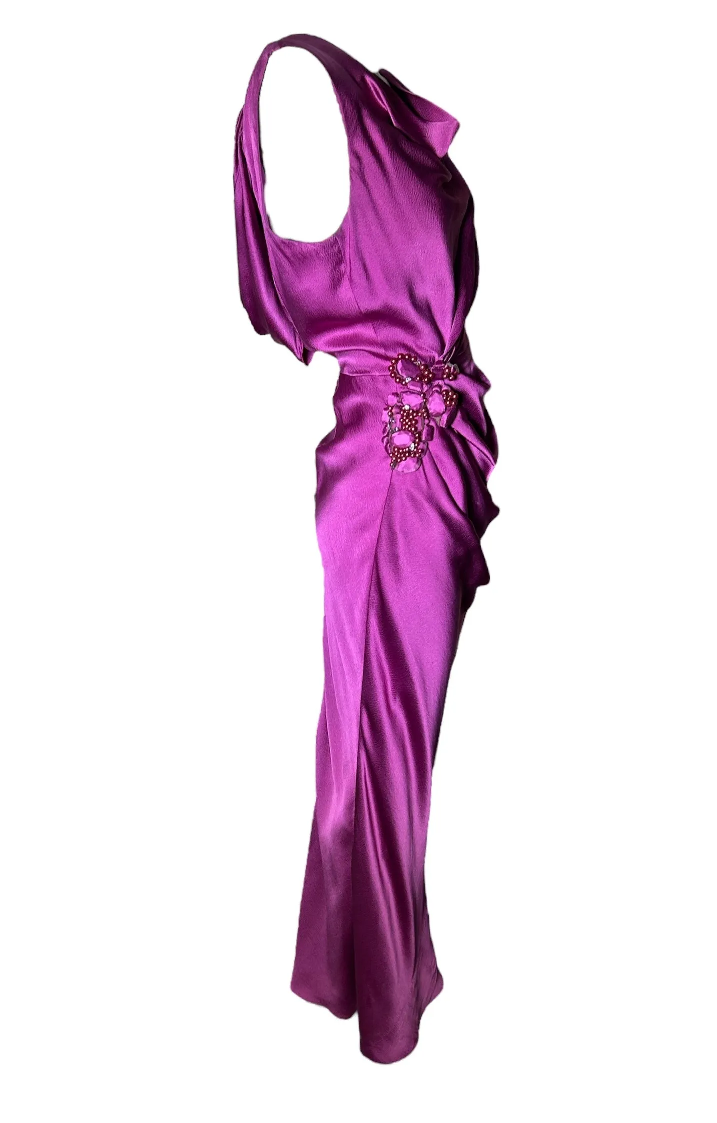 J. Mendel Magenta Bias-Cut 30s Style Silk Gown