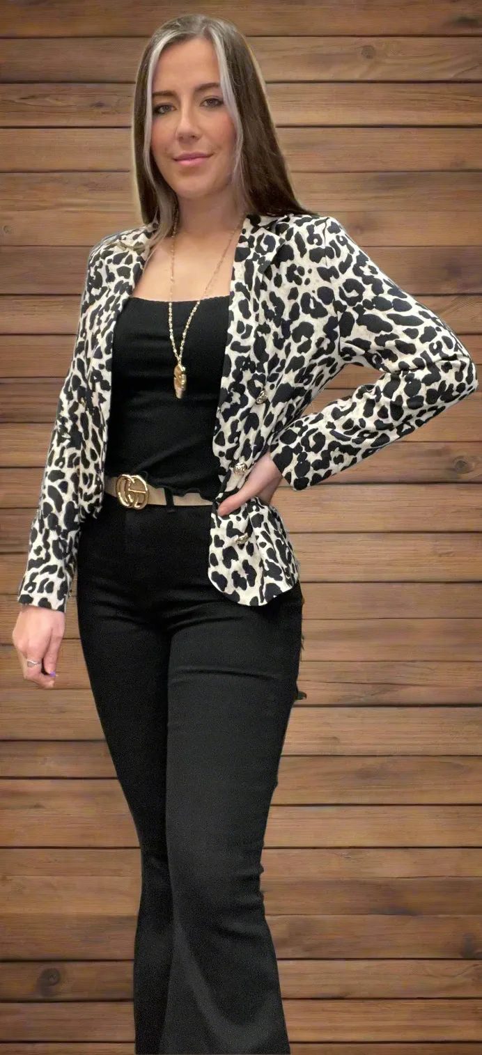 Khaki Leopard Blazer