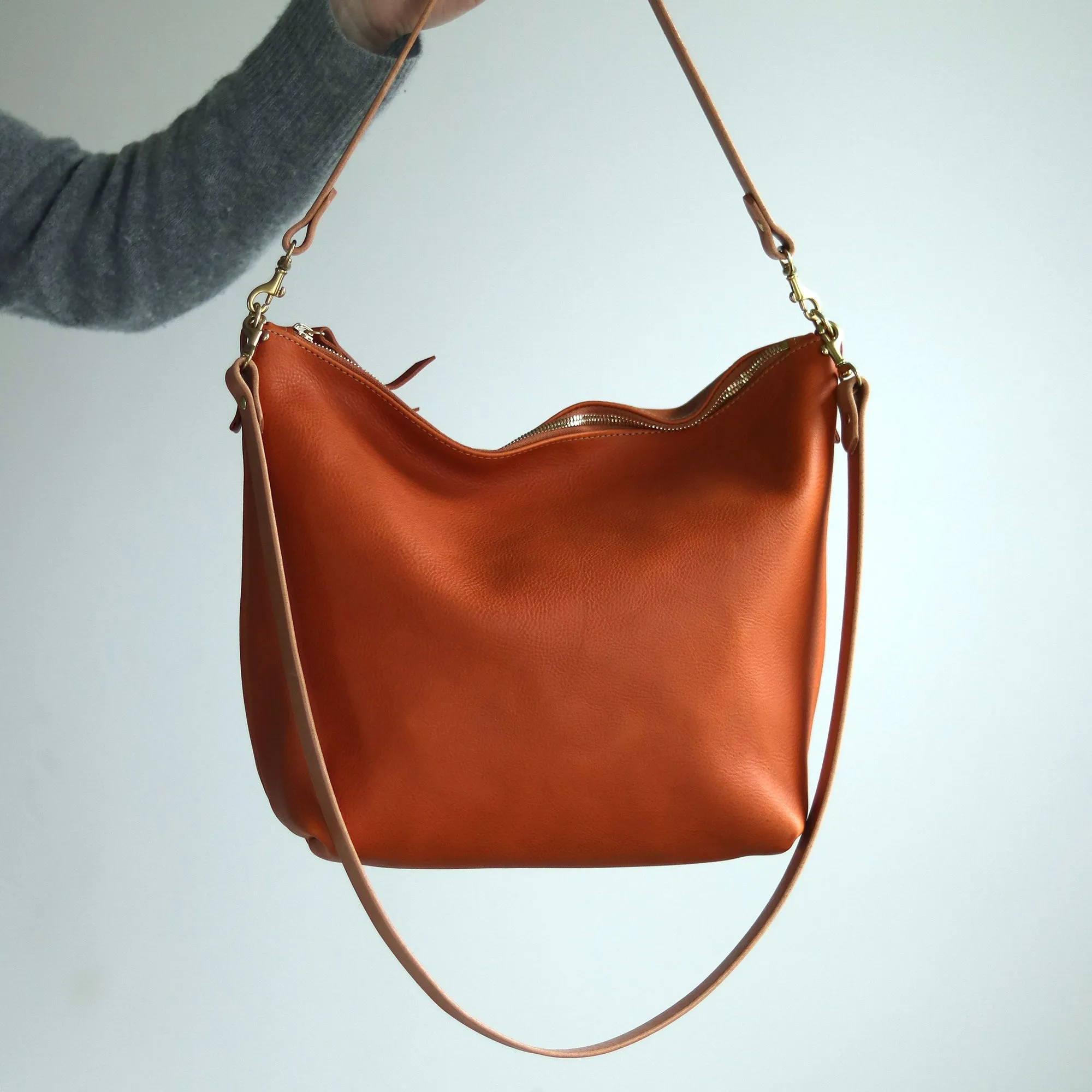 Large Slouchy Hobo Crossbody - Tan Pebble