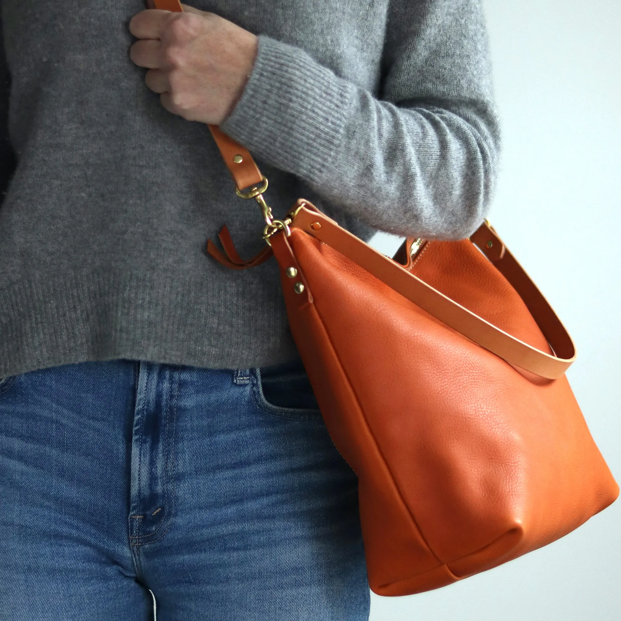 Large Slouchy Hobo Crossbody - Tan Pebble