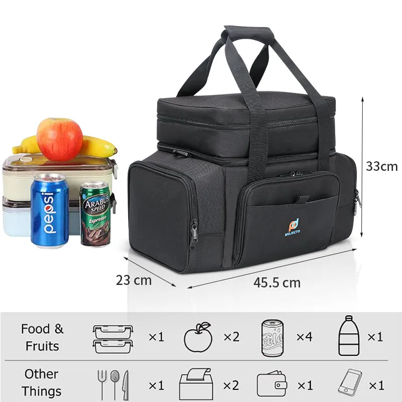 Leakproof Cooler Lunch Bag (16.5x12x9 In). Multiple Insulated Compartments, Heavy Duty Fabric.