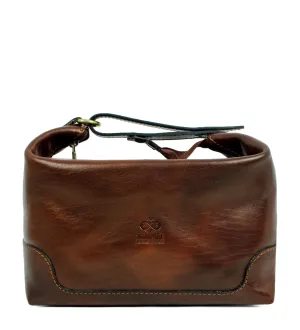 Leather Toiletry Bag for Women - Autumn Leaves