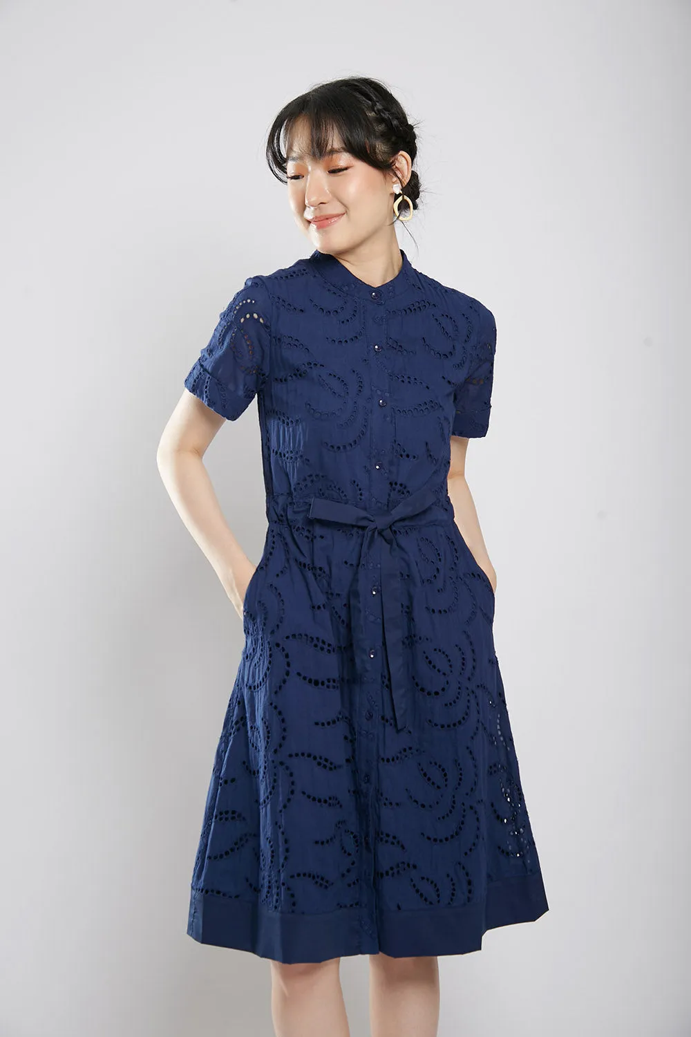 Letty Midi Dress in Navy Blue