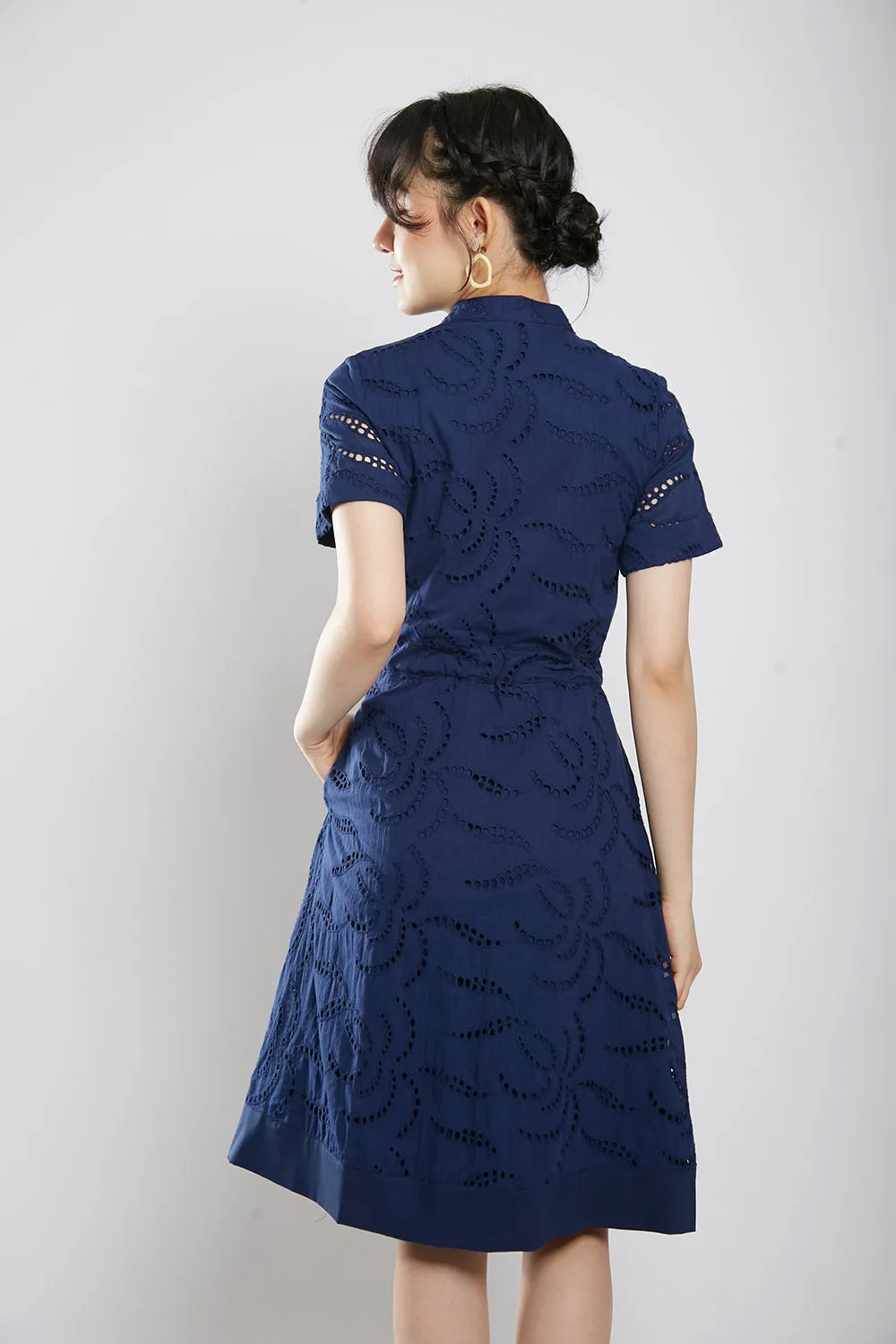 Letty Midi Dress in Navy Blue