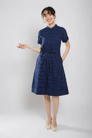 Letty Midi Dress in Navy Blue