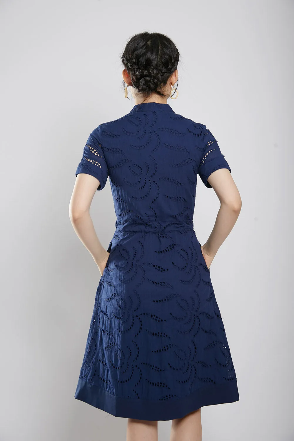 Letty Midi Dress in Navy Blue