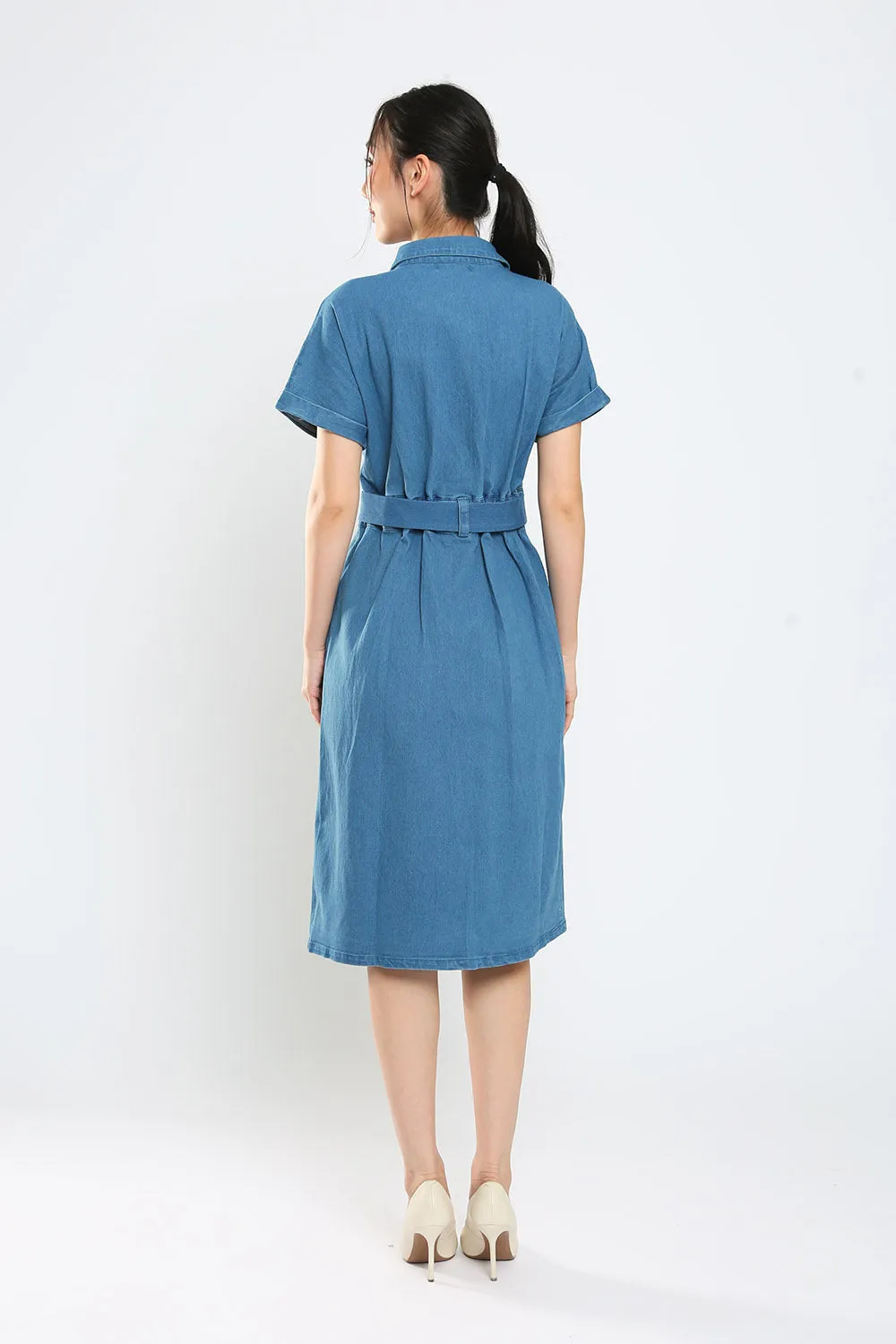 Lisbon Midi Denim Dress in Light Wash