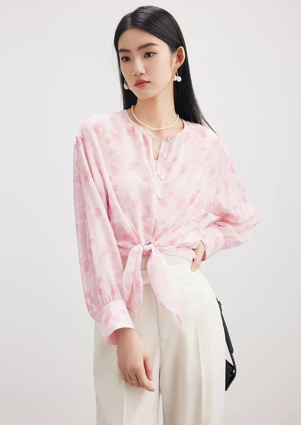 LOOSE FAIRY SILK PRINT SHIRT