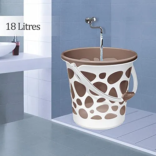 Milton Duplex Plastic Bucket With Handle, 16 Litres, Brown | Home | Bathing | Storage | Bathroom