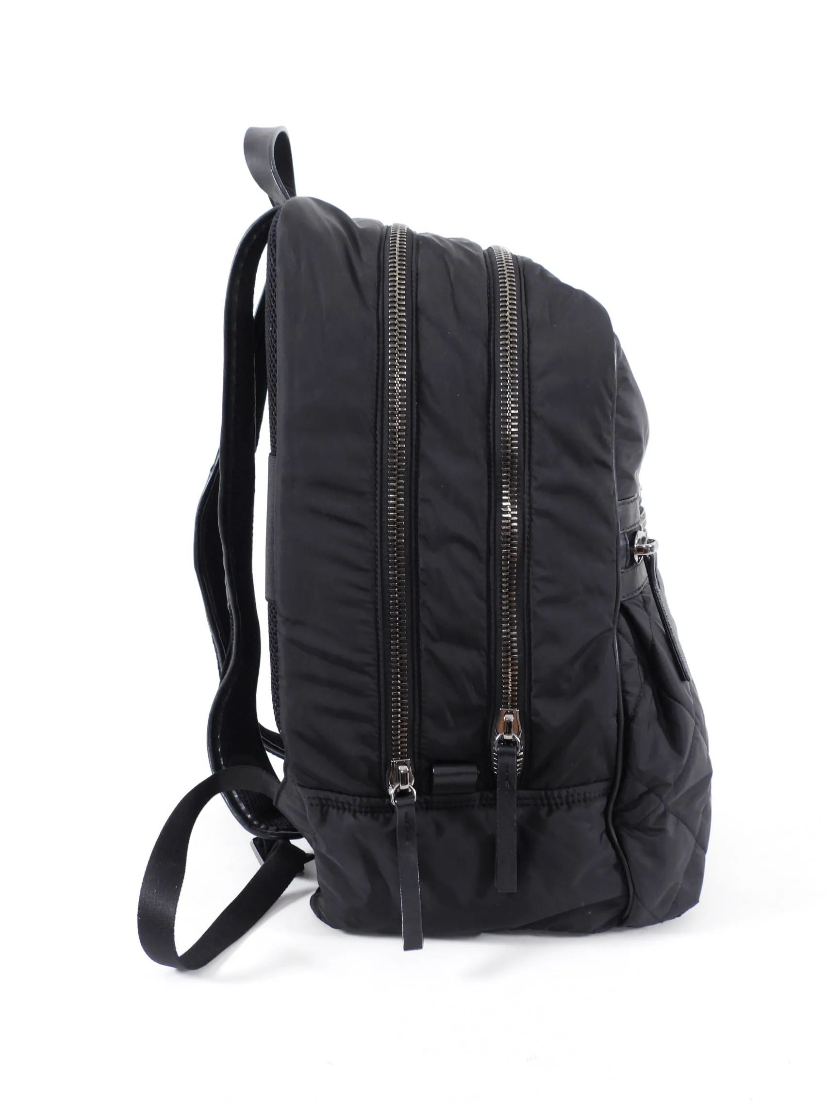 Moncler Black Leather Trimmed Nylon Backpack