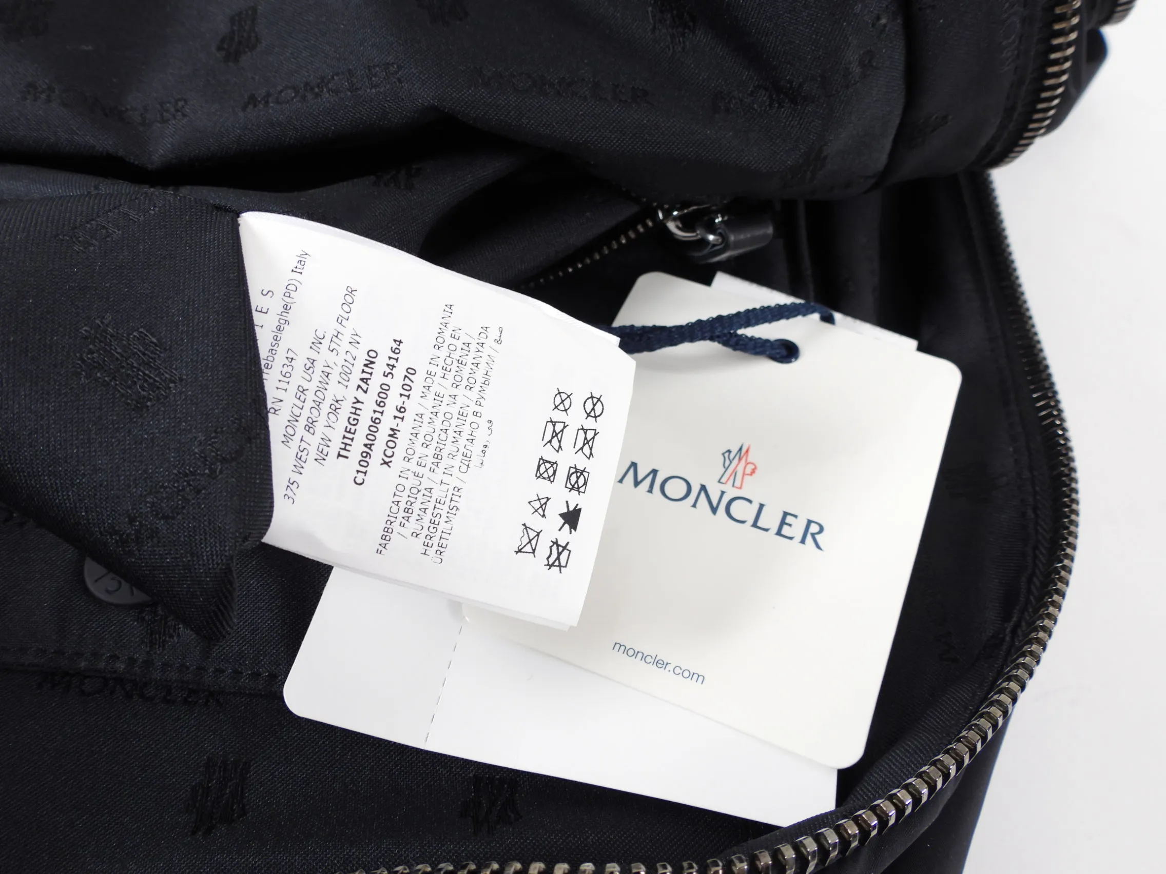 Moncler Black Leather Trimmed Nylon Backpack