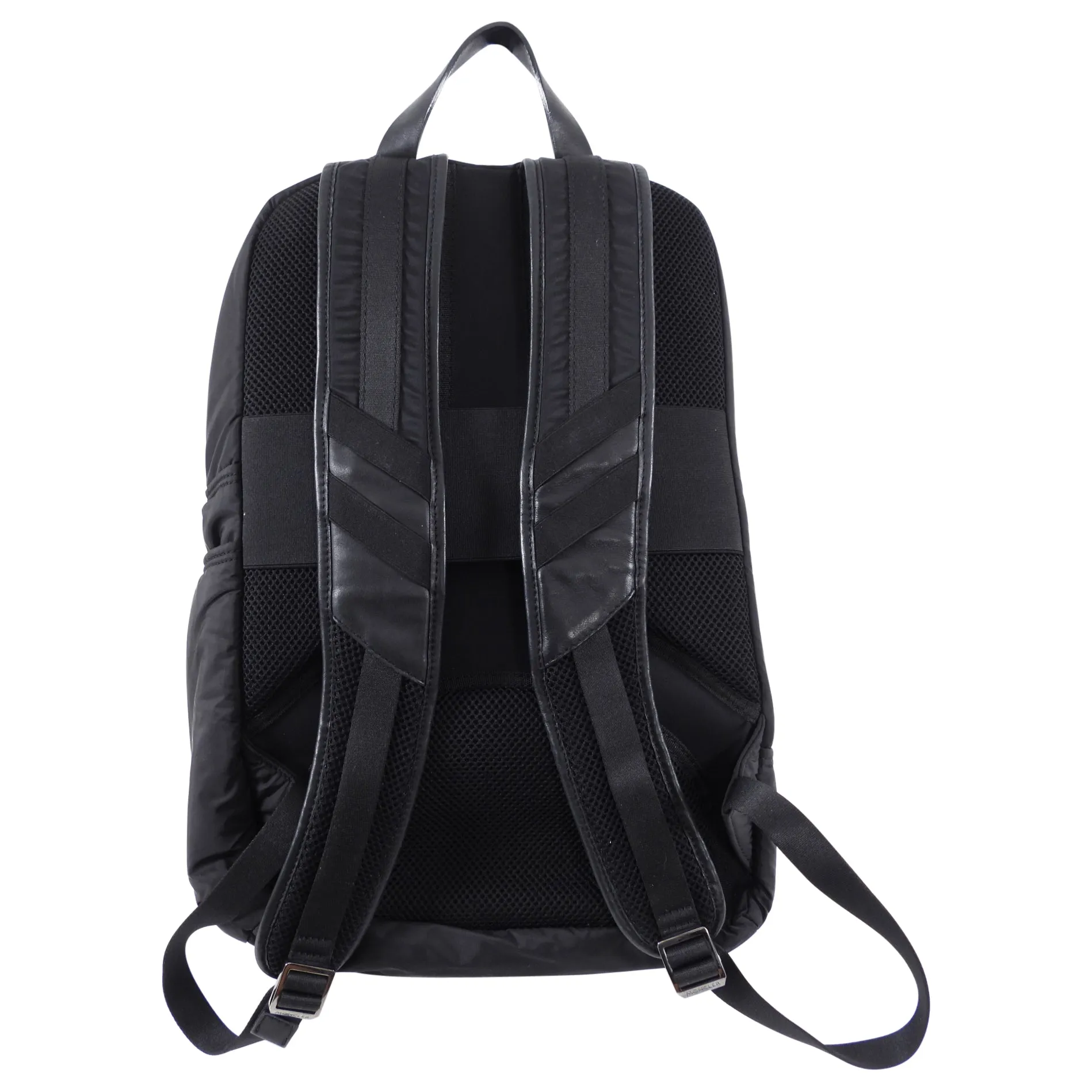 Moncler Black Leather Trimmed Nylon Backpack