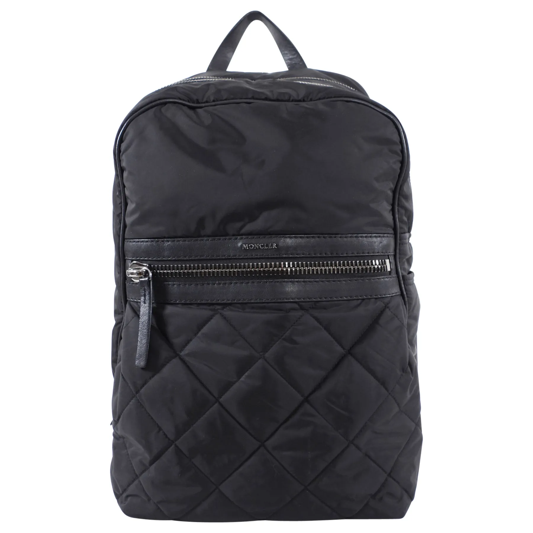 Moncler Black Leather Trimmed Nylon Backpack