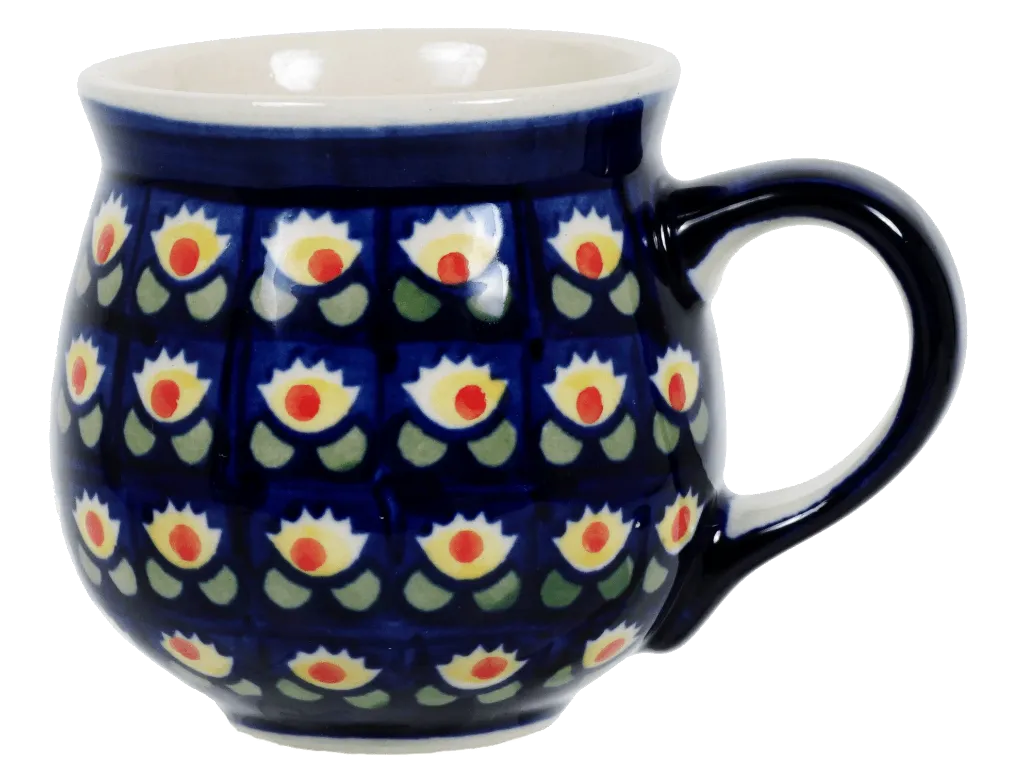 Mug, Belly Mug, 10oz Medium in "Tulip Azul" by Manufaktura | K090T-LW