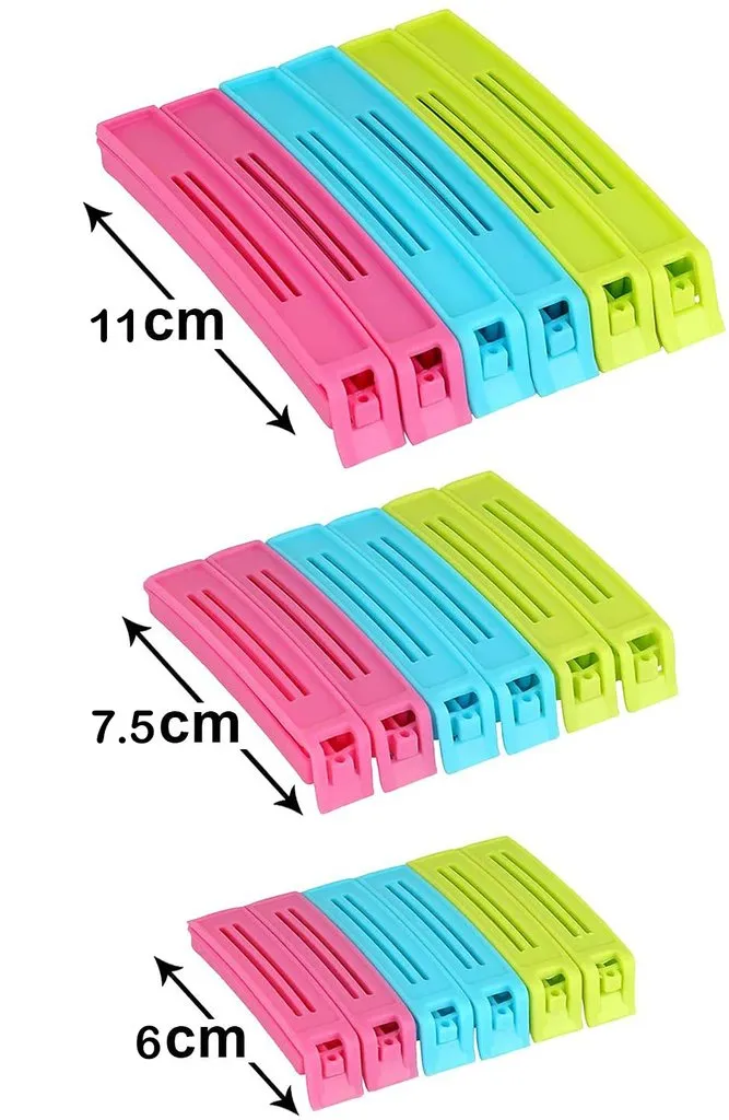 Multipurpose Food Snack Plastic Bag Clip Sealer (Multicolor) -18pc