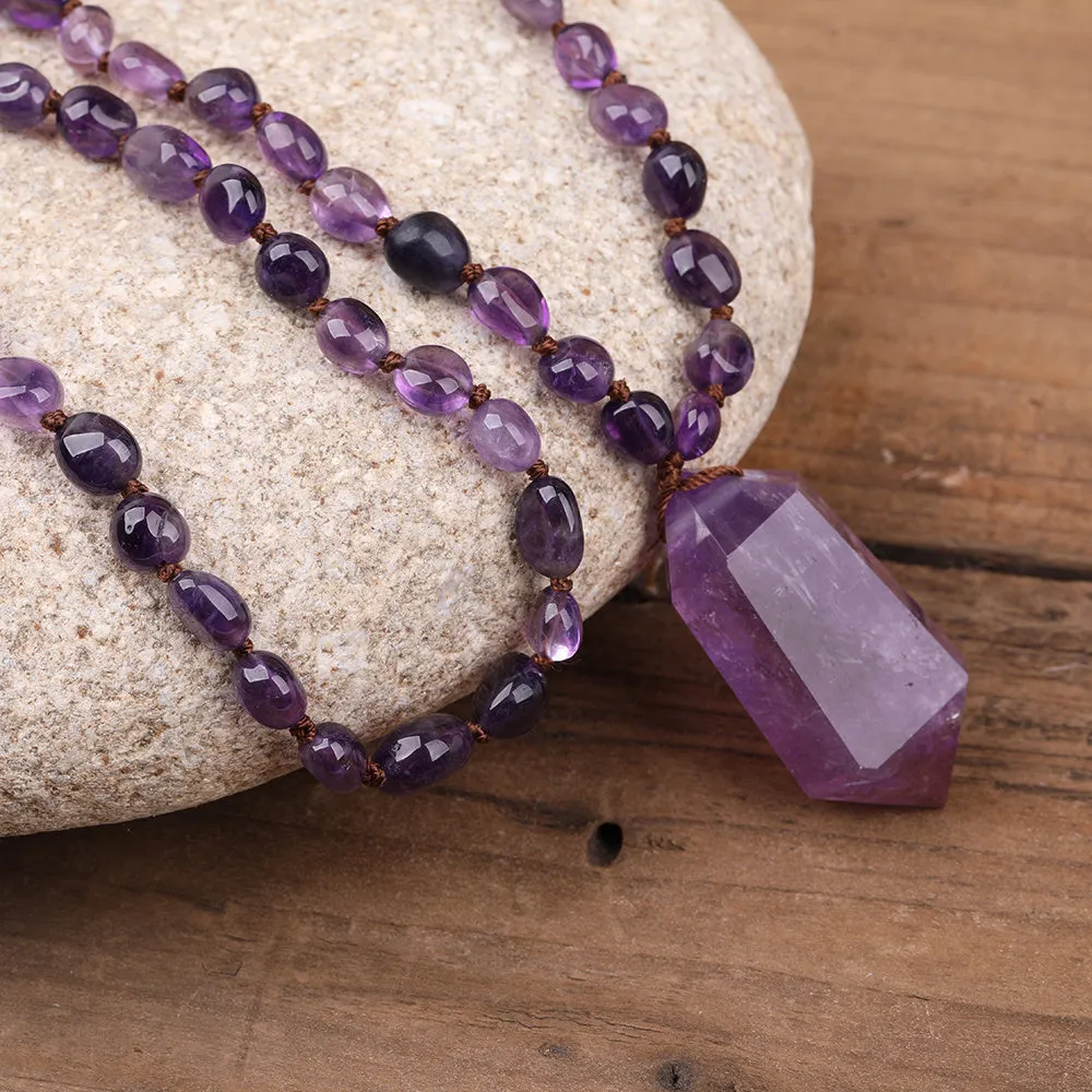 Natural Amethyst Quartz Beaded Necklace,Gorgeous!!!