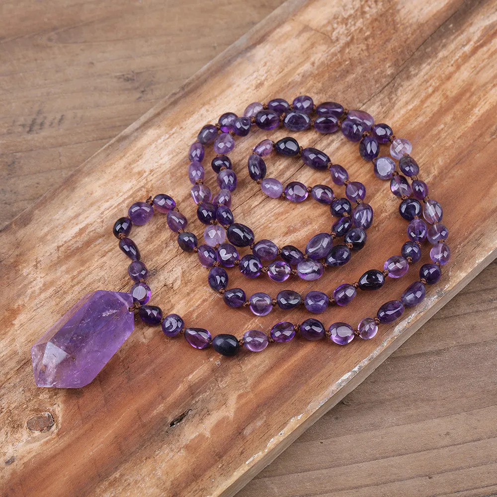 Natural Amethyst Quartz Beaded Necklace,Gorgeous!!!