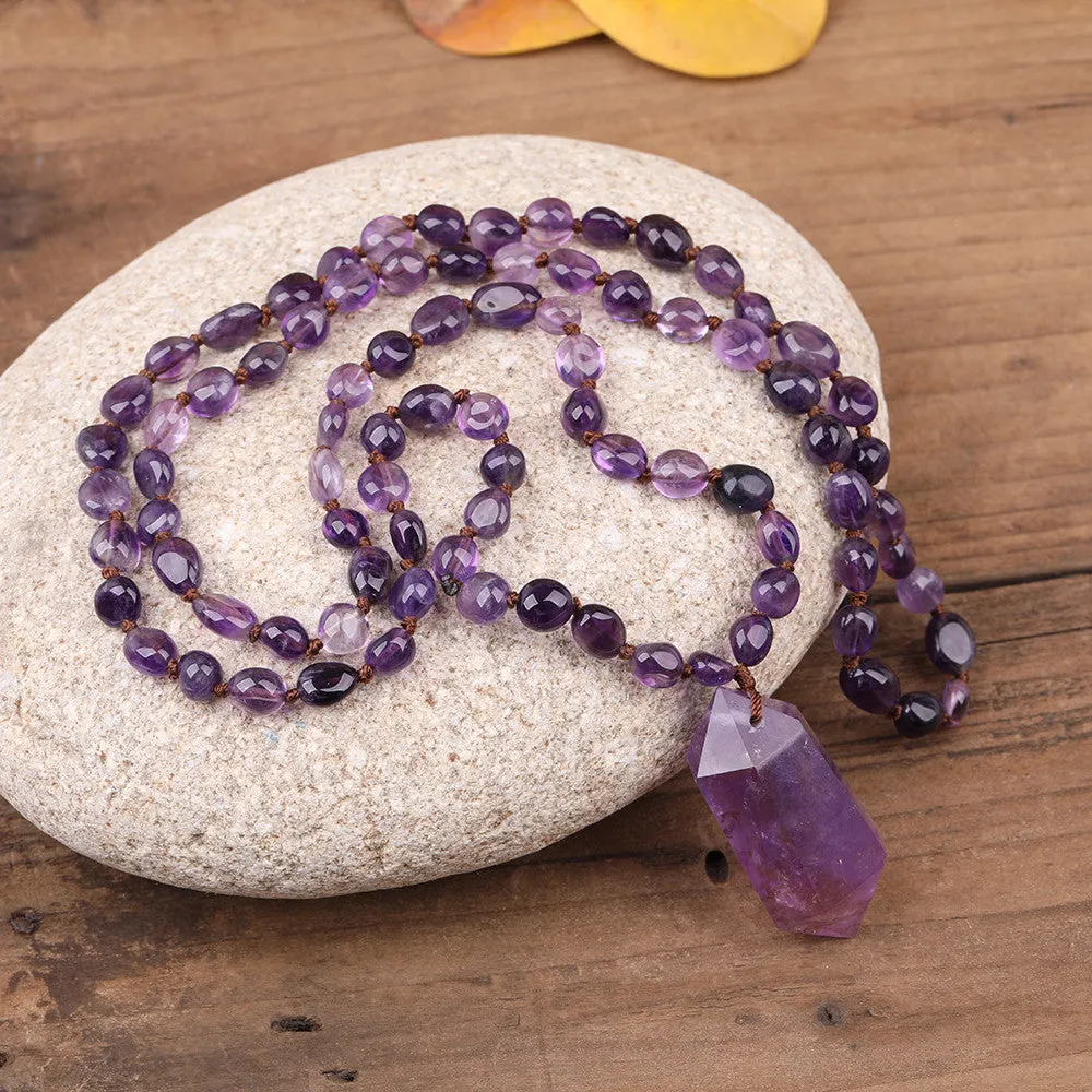 Natural Amethyst Quartz Beaded Necklace,Gorgeous!!!