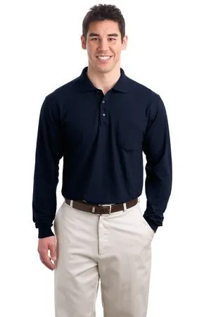 North 40 - Port Authority® Long Sleeve Silk Touch™ Embroidered Polo with Pocket (K500LSP)