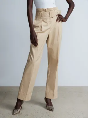 Paper-Bag Waist Relaxed Straight Leg Pants