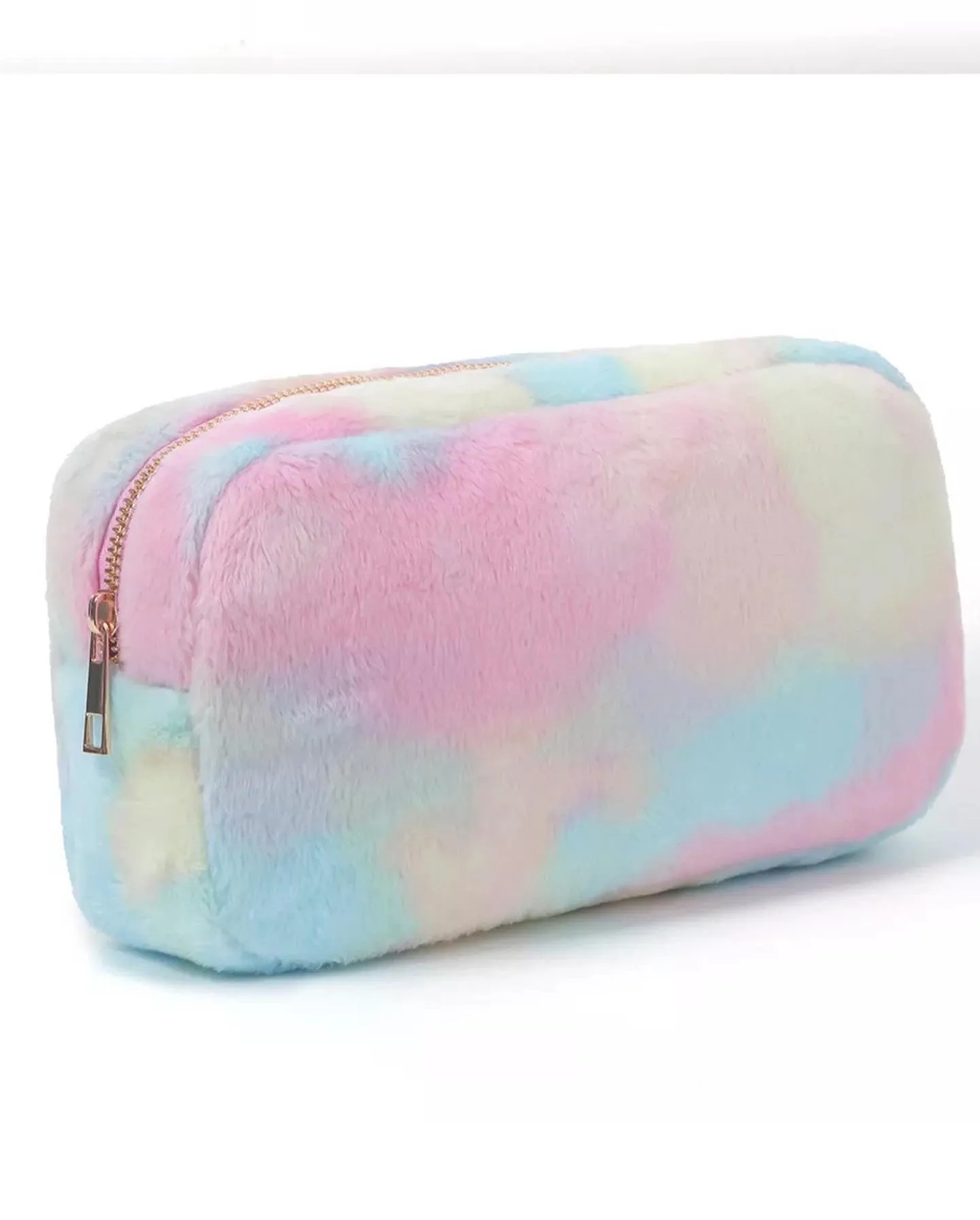 Pastel Plush Zipper Cosmetic Bag - Assorted Sizes