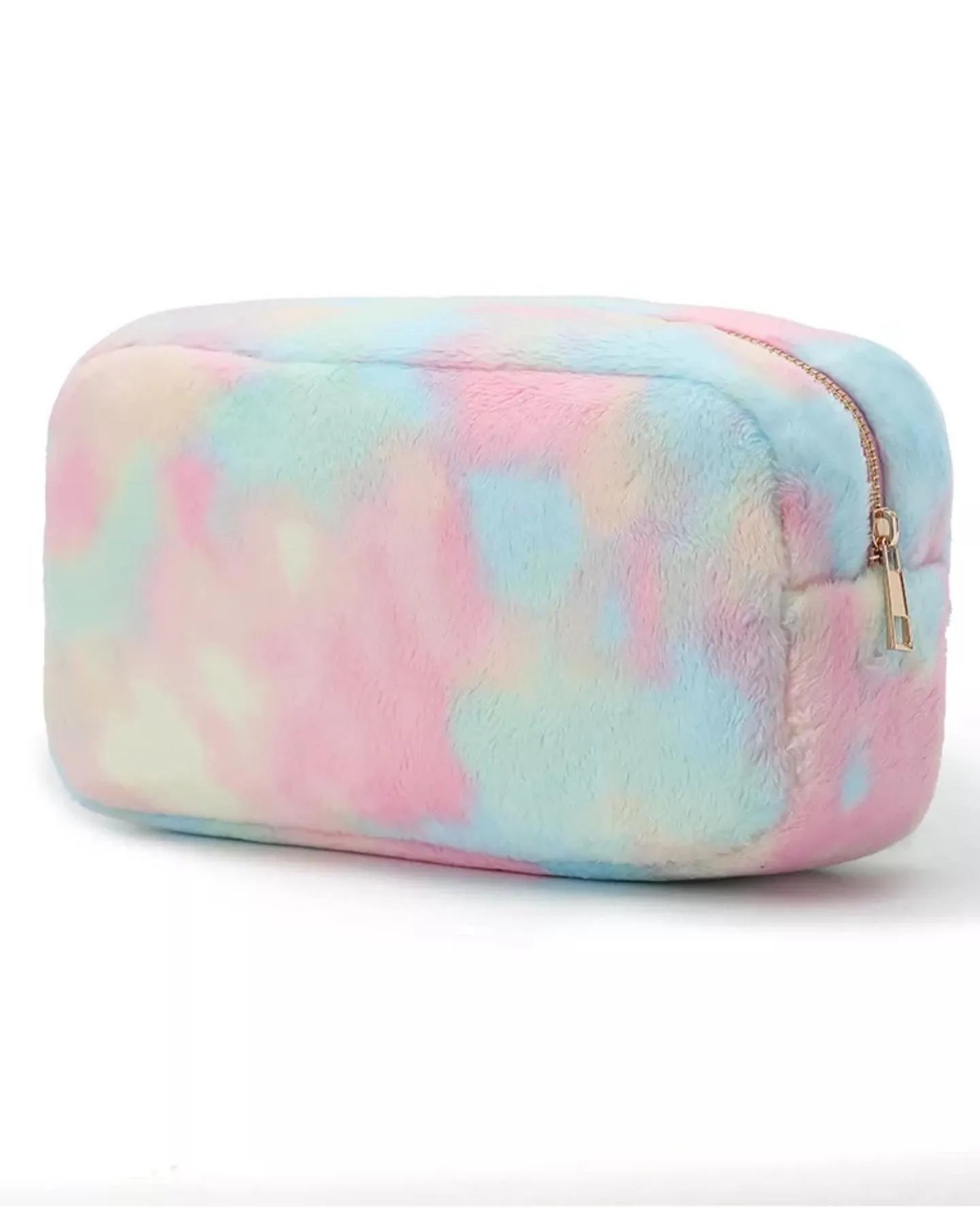 Pastel Plush Zipper Cosmetic Bag - Assorted Sizes