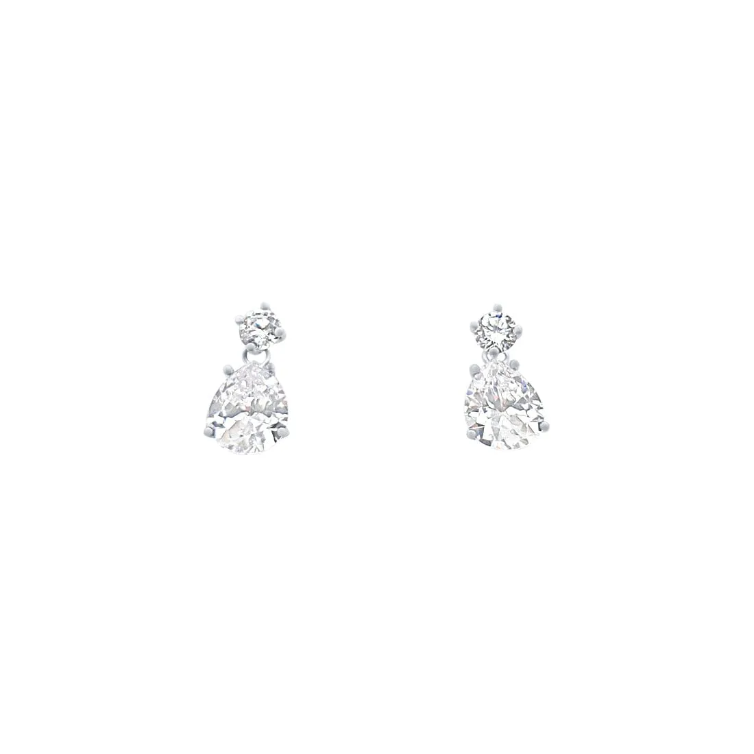 Pear Shaped Stud Earrings with Cubic Zirconia in Sterling Silver