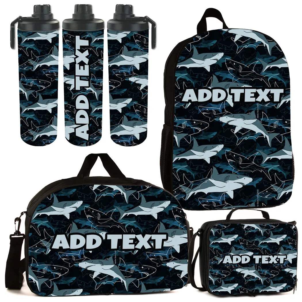 Personalized Backpacks, Lunch Bags, Duffel Bags, or Water Bottles with Full-Color - Sharks