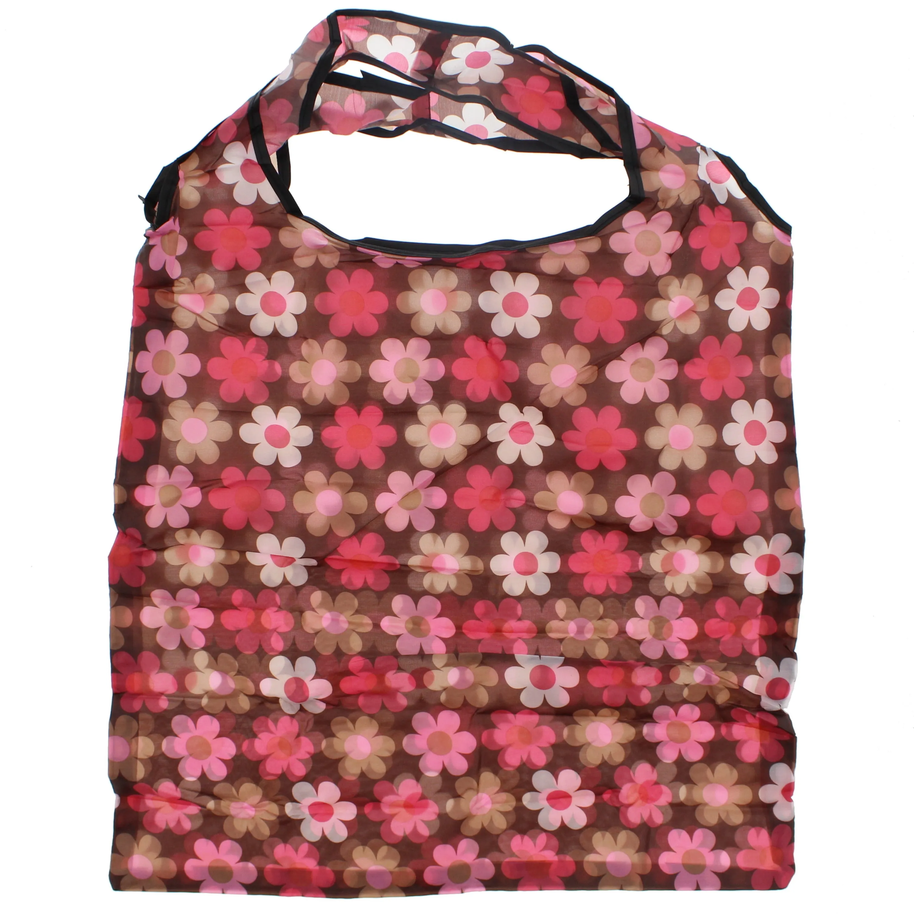 Pink Shaded Floral Print Shopping Bag in Pocket Pouch