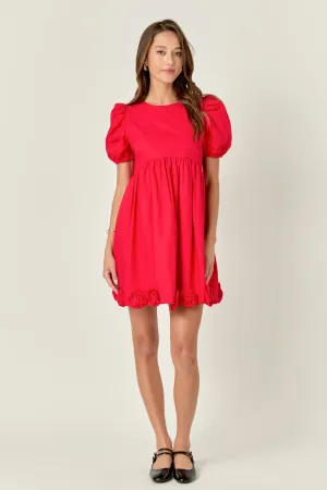 Poplin Corsage Mini Dress