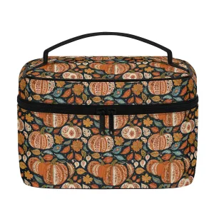 Pumpkin Fall Leather Cosmetic Bag