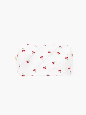 Quilted Cotton Cherry Print Cosmetic Bag