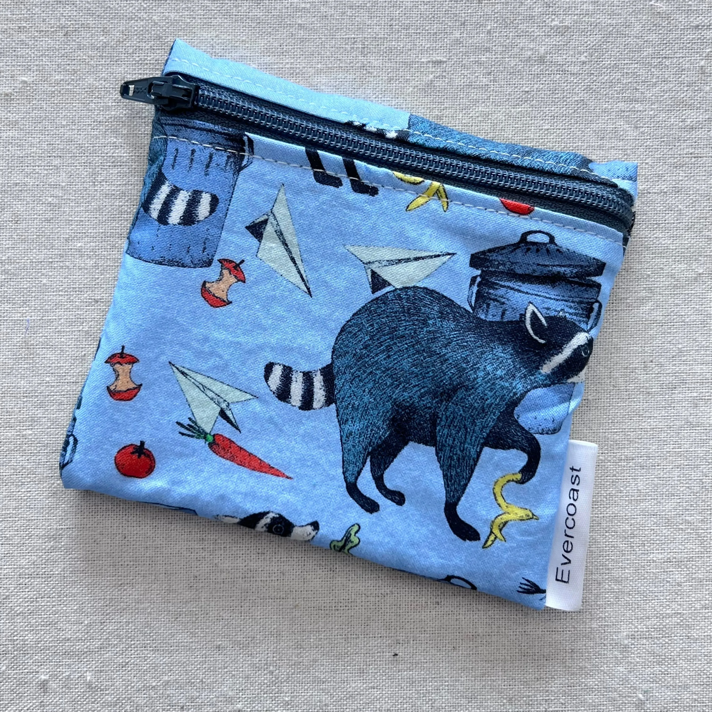 Raccoons on Blue Reusable Mini Snack Bag