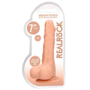 RealRock Realistic 7 in. Dildo With Balls and Suction Cup Beige