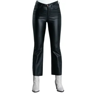 Relish Pantalone casual 5 tasche ACCIAIO a vita alta crop zampetta nero