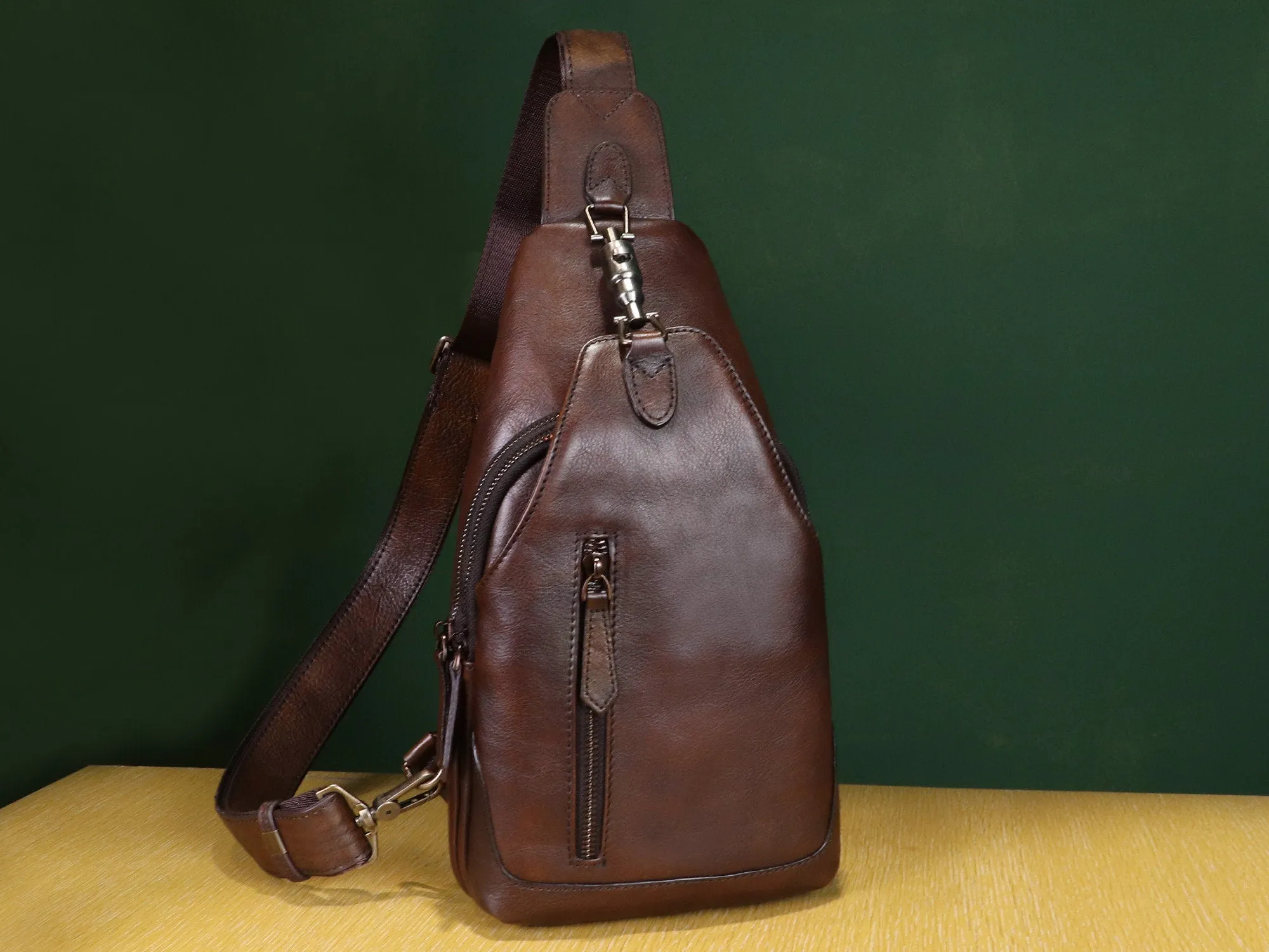 Retro Shoulder Backpack Vintage Chest Purse Leather Sling Bag