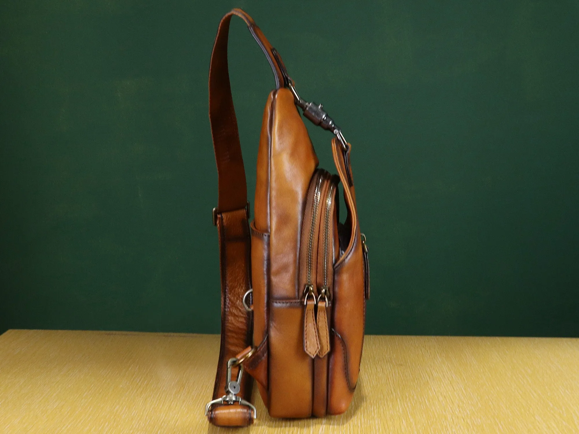 Retro Shoulder Backpack Vintage Chest Purse Leather Sling Bag