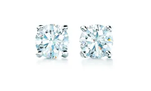 Rhodium Plated  5mm Round CZ Stud Earrings