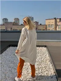 S-2XL Spring Casual Patchwork Cotton Collar Loose Long Sleeve Long Shirt Dress