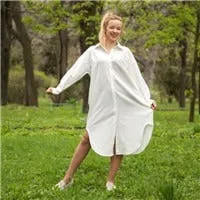 S-2XL Spring Casual Patchwork Cotton Collar Loose Long Sleeve Long Shirt Dress