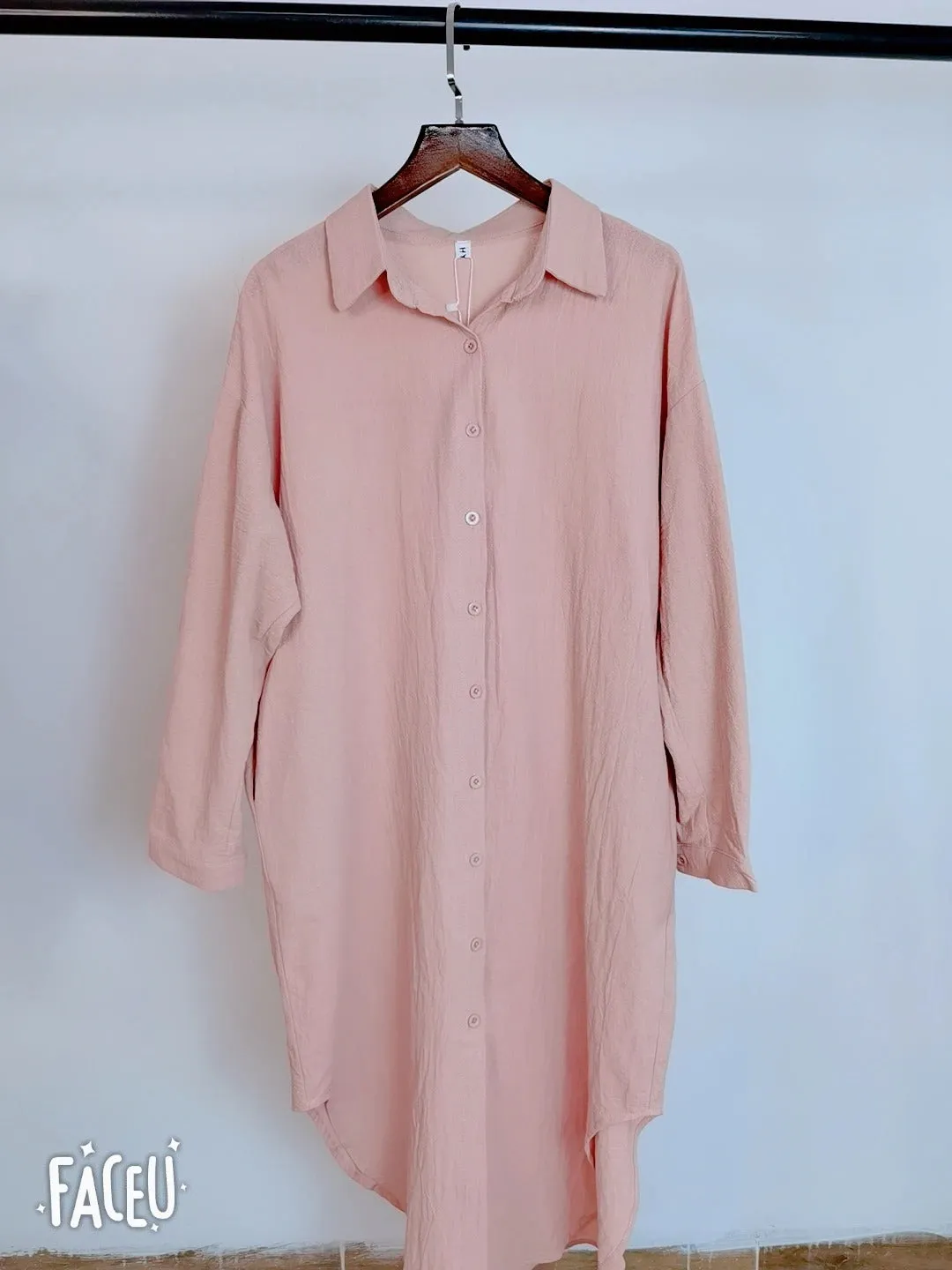 S-2XL Spring Casual Patchwork Cotton Collar Loose Long Sleeve Long Shirt Dress