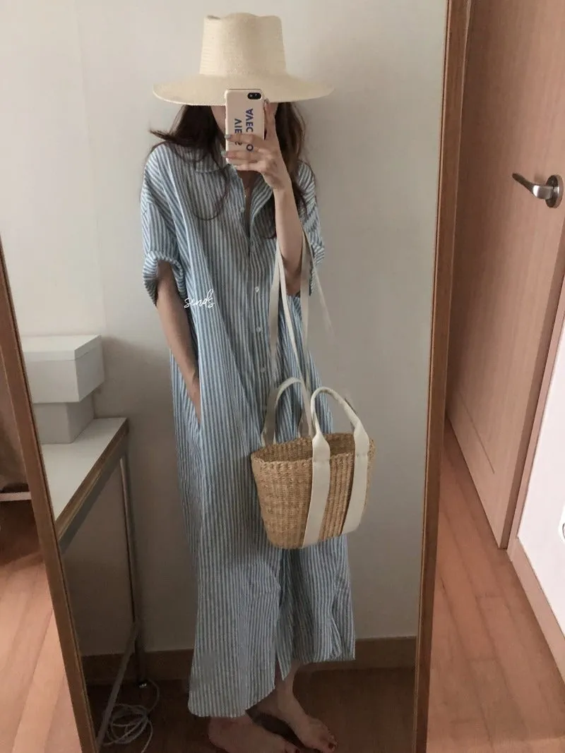 S-2XL Spring Casual Patchwork Cotton Collar Loose Long Sleeve Long Shirt Dress