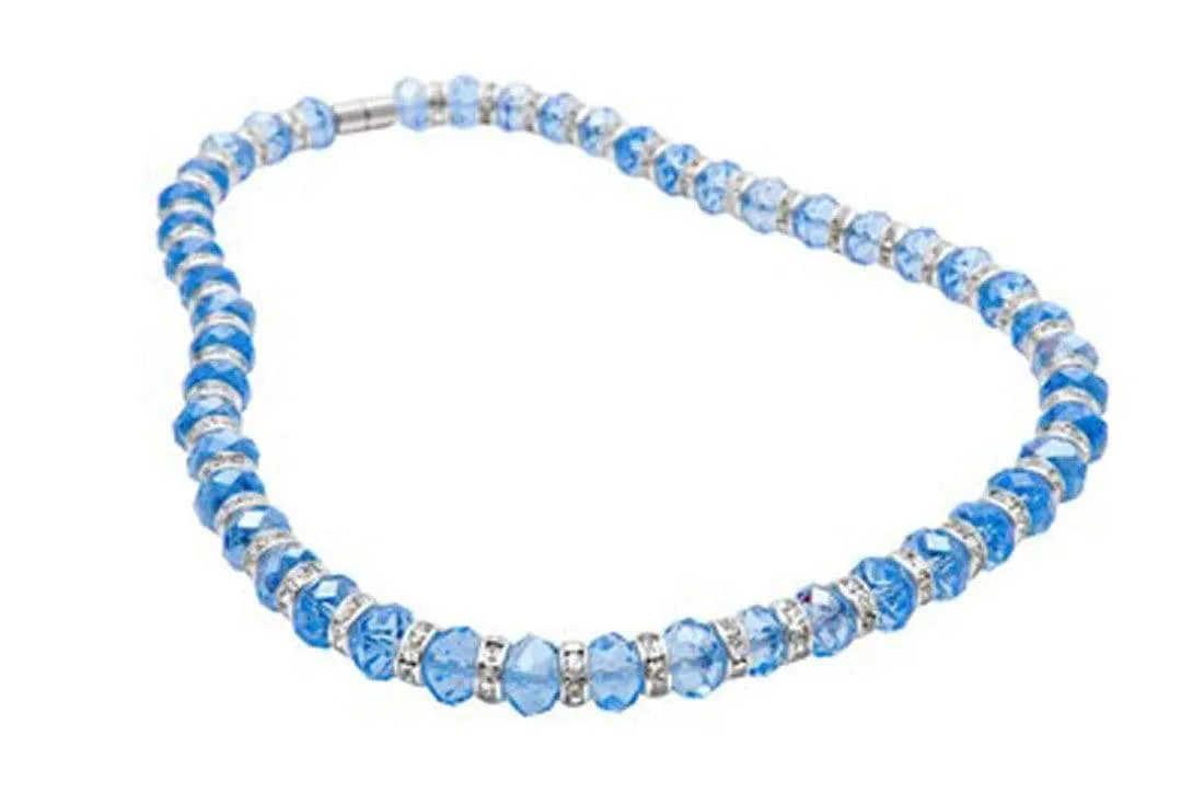 Sapphire Gorgeous Glass Necklace with Cubic Zirconia Crystals